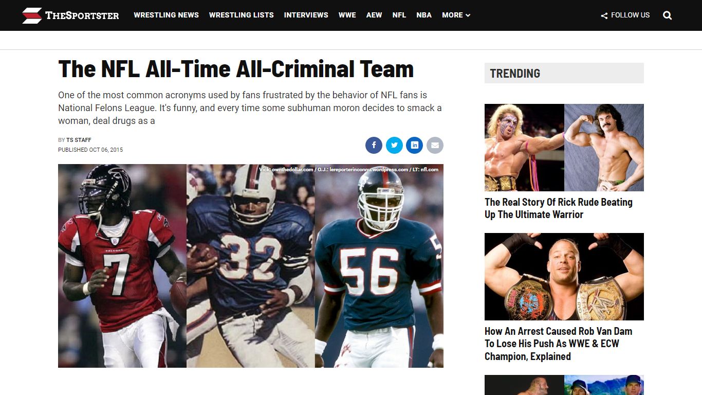 The NFL All-Time All-Criminal Team - TheSportster